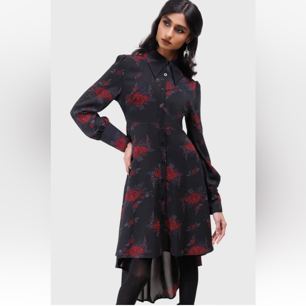 KILLSTAR Black and Red Long Sleeve Dress